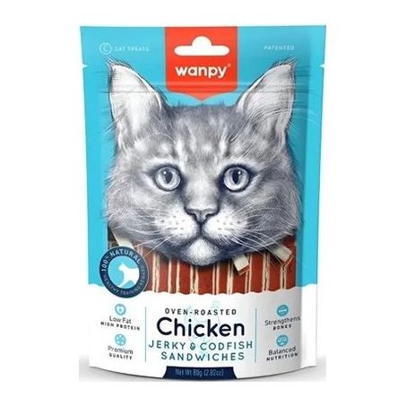 Petisco para gato Wanpy Mini Tiras de Frango e Peixe 80g