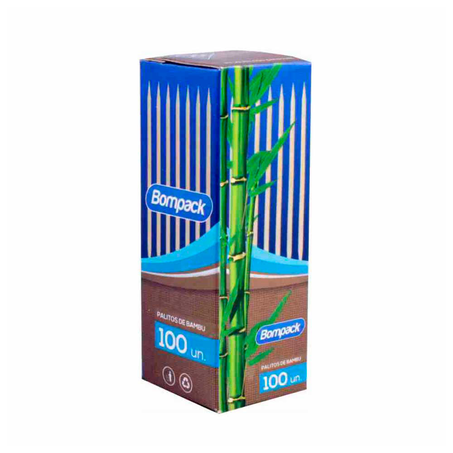 Palito para Dente Bompack Bambu com 100 Unidades