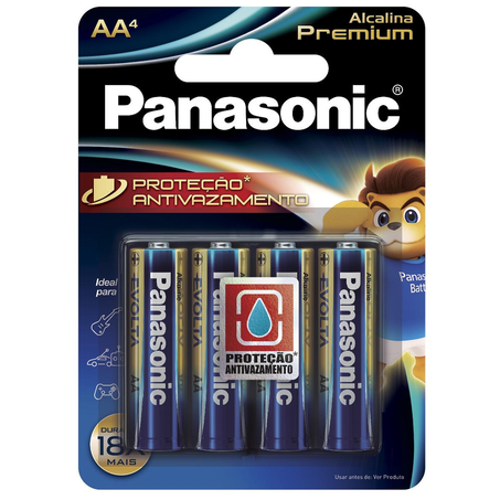 Pilha Alcalina Premium Panasonic AA - Com 4 Pilhas