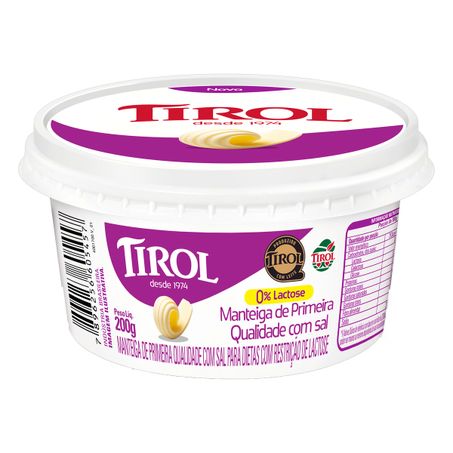 MANTEIGA DE PRIMEIRA QUALIDADE COM SAL ZERO LACTOSE TIROL