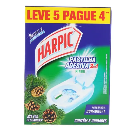 Pastilha adesiva harpic pinho com 5