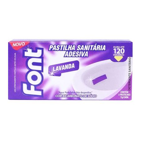 Pastilha sanitária adesiva lavanda font 3un de 7g