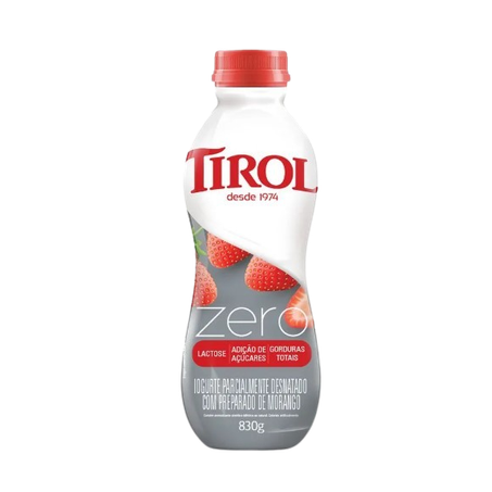 Iogurte tirol morango zero lactose garrafa 830g