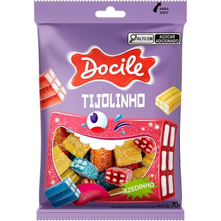 Bala docile gelatines 70g tijolinho