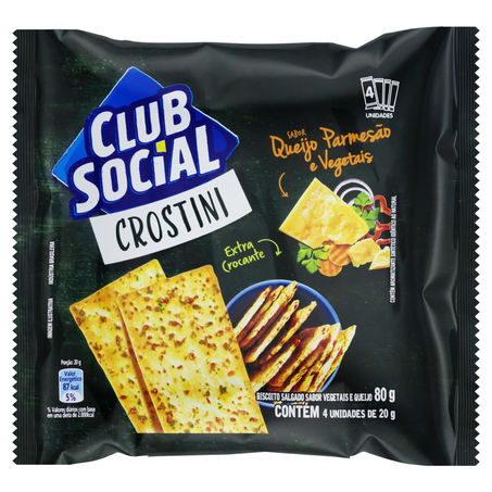 Biscoito Club Social 80g - Queijo Parmesão e Vegetais
