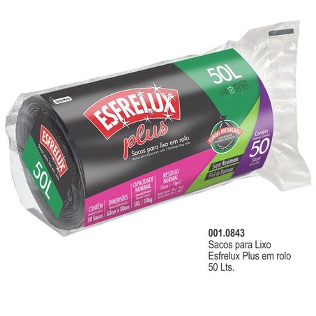 Saco lixo esfrelux plus rolo 50l 50x1