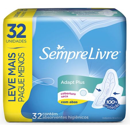 Absorvente sempre livre com 32un adapt plus cobertura seca