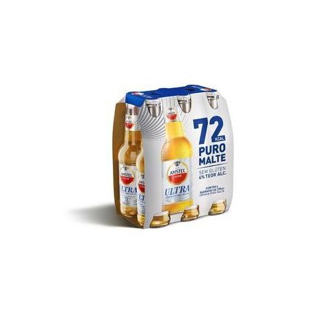 Cerveja Lager Amstel Puro Malte Sem Glúten Ultra  Garrafa 275ml - Pacote com 6un - 1.6lt