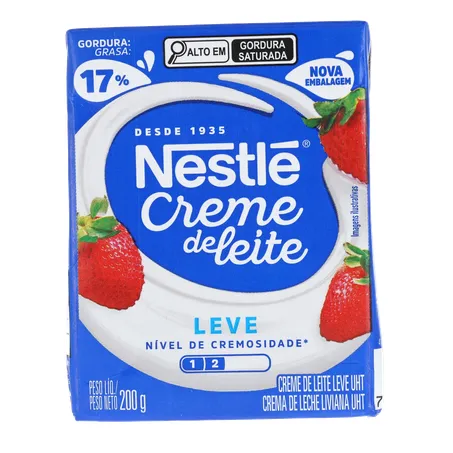 Creme de Leite Nestlé Leve UHT Homogeneizado Nestlé Creme de Leite Original Caixa 200gr