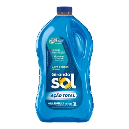 Lava Roupas Líquido Girando Sol  Ação Total Frasco 3lt