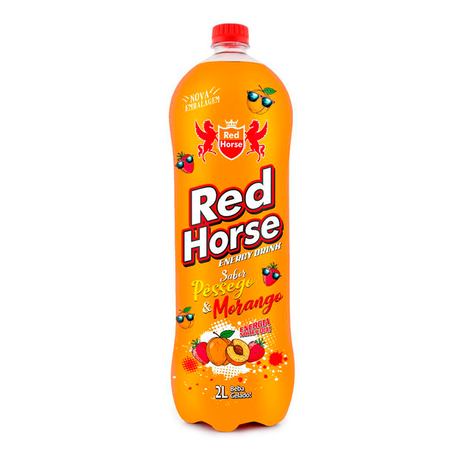 Energético red horse pêssego e morango 2 litros