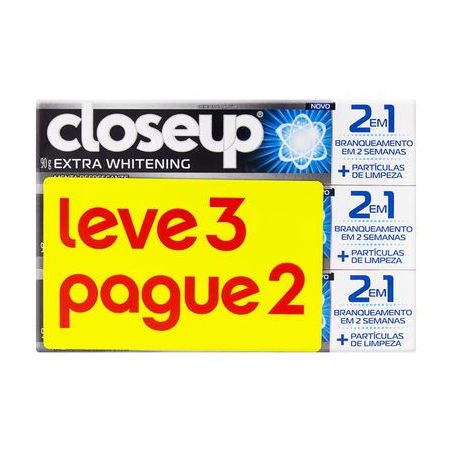 Creme Dental Close Up Extra Whitening Embalagem 90g Leve 3 Un Pague 2 Un