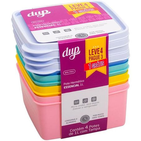 Conjunto Pote Dup Hermet Essencial 1l Color Lv4 Pg3