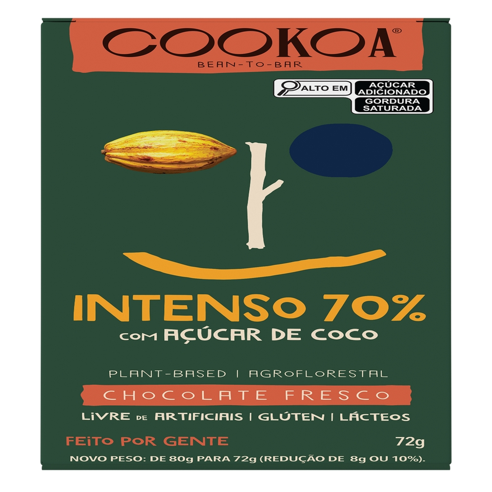 Chocolate Intenso 70 Cookoa Sem Glúten e Lactose 72g | Koch