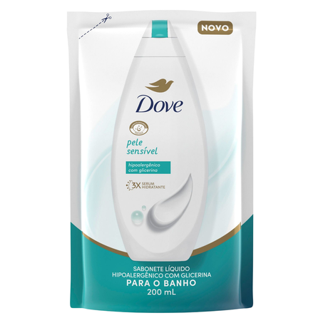 Sabonete Líquido Dove para o Banho Pele Sensível Sachê 200ml