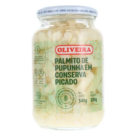 PALMITO PUPUNHA OLIVEIRA PICADO VIDRO 300G 360-35