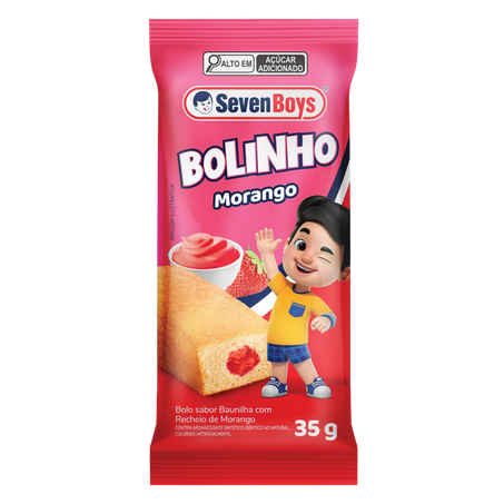 Bolinho Seven Boys Baunilha Com Recheio Morango Pacote 35g 
 