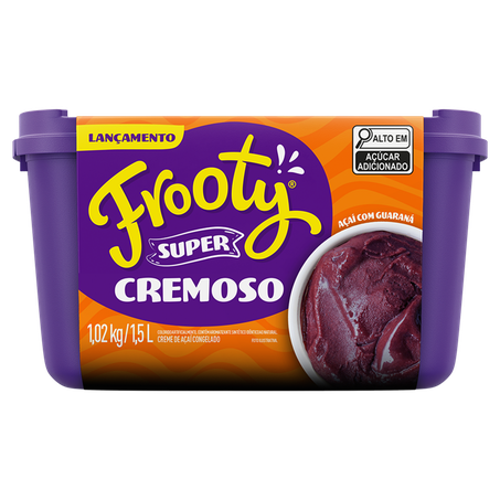 Creme de Frutas Açaí com Guaraná Frooty Super Cremoso Pote 1,5L