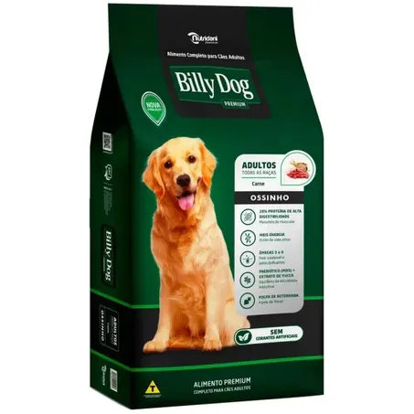 RACAO BILLY DOG ADULTOS CARNE OSSINHO 15KG