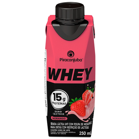 Bebida lactea whey 15g proteina pro force zero lactose 250ml morango