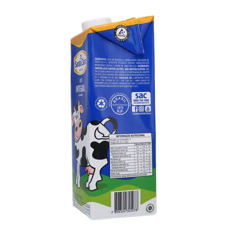 Leite UHT Integral Santa Clara Caixa com Tampa 1lt 360-7