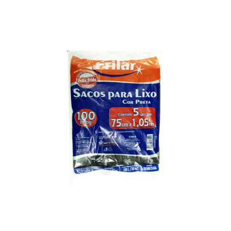 SACO PARA LIXO FRILAR ALMOFADA PRETO 100L COM 5 UNIDADES