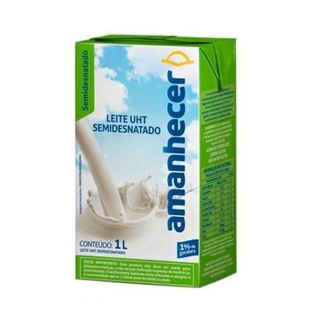LEITE UHT SEMIDESNATADO AMANHECER 1LT C/ TAMPA