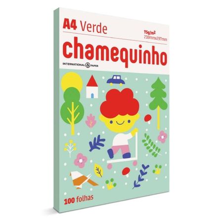 PAPEL A4 CHAMEQUINHO 210X297MM VERDE UN.100FL