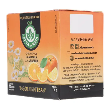 CHÁ ERVA DA MATA CAMOMILA COM LARANJA CAIXA C/10 SACHÊS 360-23