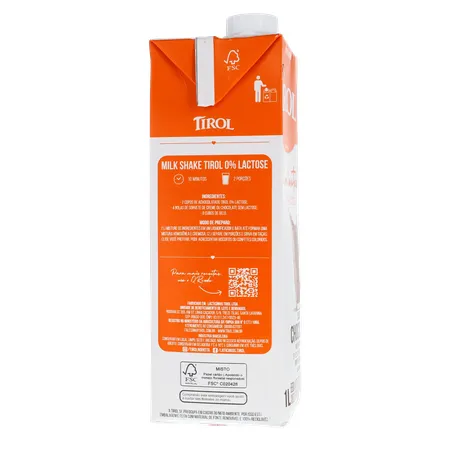 Bebida Láctea UHT Tirol Chocolate Zero Lactose Caixa com Tampa 1lt 360-10