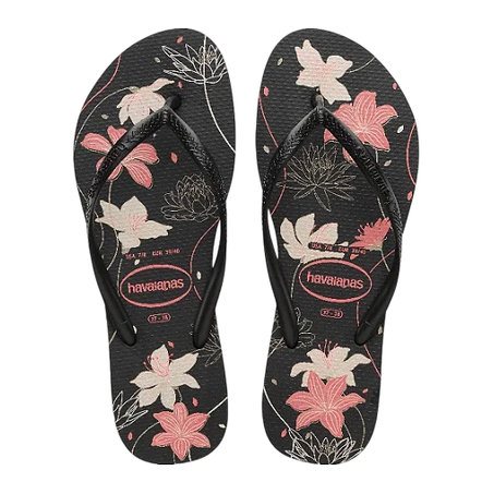 Chinelo Havaianas Slim Organic Preto/Cinza/Rosa 35/6