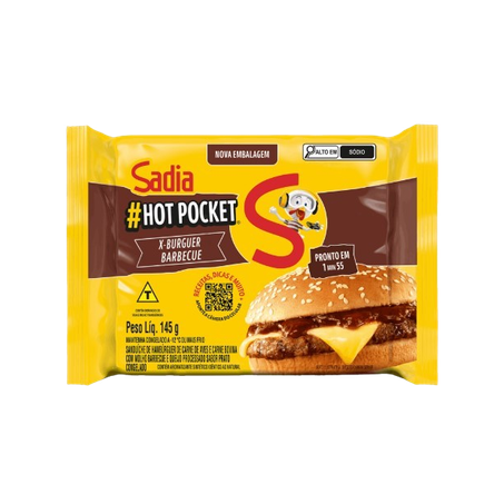 Sanduíche congelado x-burguer barbecue sadia hot pocket pacote 145g