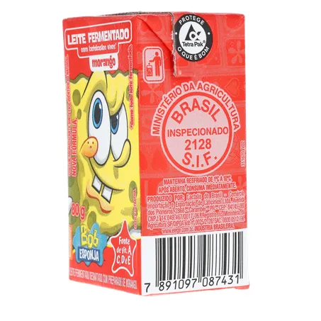 LEITE FERMENTADO BOB ESPONJA MORANGO C/6 360-6