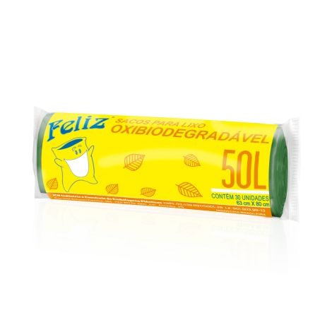 SACO DE LIXO FELIZ OXI-BIO VERDE 50L