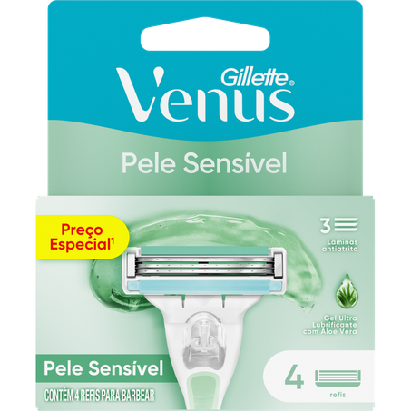 LÂMINA DE DEPILAR GILLETTE VENUS PELE SENSÍVEL CARTELA C/4UNID