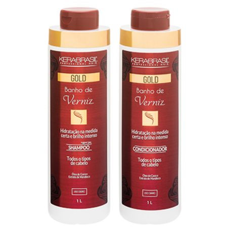Kit Kerabrasil Banho De Verniz Shampoo 1l e Condicionador 1l 
 
