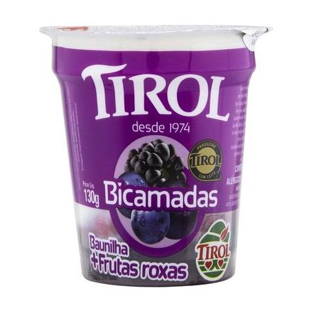 IOGURTE TIROL BICAMADAS BAUNILHA E FRUTAS ROXAS 130G