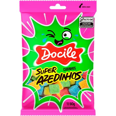 Bala docile gelatines 80g cubinhos