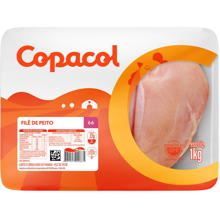 Filé de Peito de Frango Copacol 1kg - Congelado - Bandeja