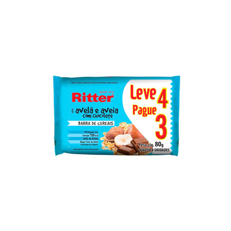 Barra de Cereal Ritter Avelã com Chocolate Pacote 80G