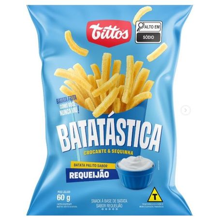 Salgatinho tittos batatástica palito crocante sabor requeijão 60g