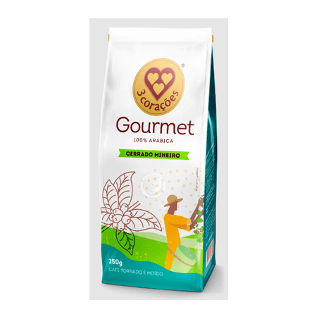 Café Torrado e Moído 3corações Gourmet Cerrado Mineiro  Pacote 250gr