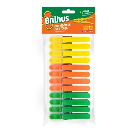 PRENDEDOR ROUPA BRILHUS  PLASTICO 12UN (110098)