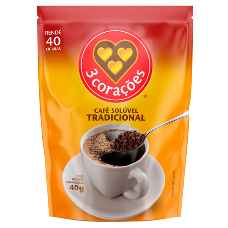 CAFÉ SOLÚVEL 3 CORAÇÕES TRADICIONAL 40G