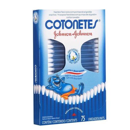 Hastes Flexíveis com Pontas de Algodão Cotonetes Caixa 75un