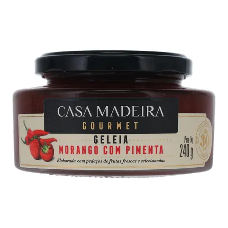 Geleia de Morango com Pimenta Casa Madeira Gourmet Pote de Vidro 240gr