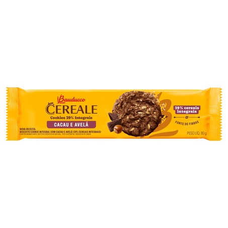 Biscoito Cookie Integral Cacau e Avelã Bauducco Cereale 80G