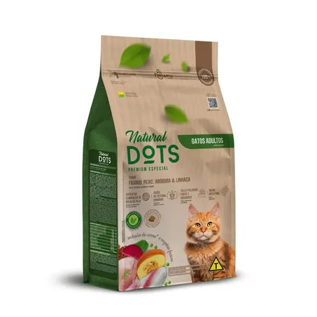 Racao Natural Dots Gato 1kg Adulto Peixe Com Legumes