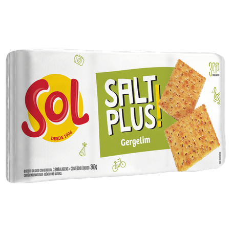 Biscoito salt plus gergelim sol 360g