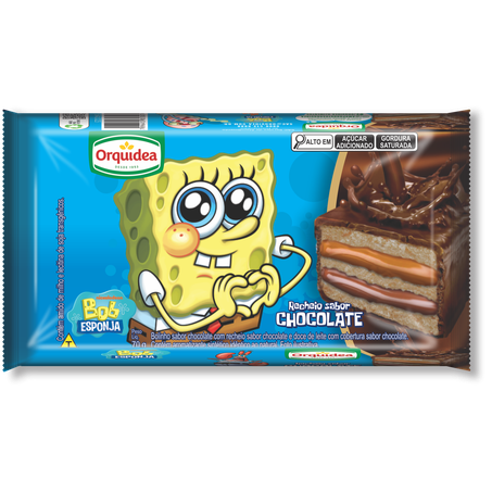 Bolinho recheado orquídea bob esponja chocolate 70g